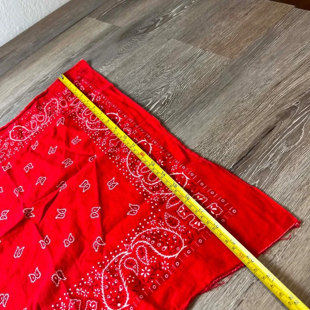 Wamcraft 80s Bandana Unisex OS Red Vintage Paisley Made in USA Cotton Scarf AP52